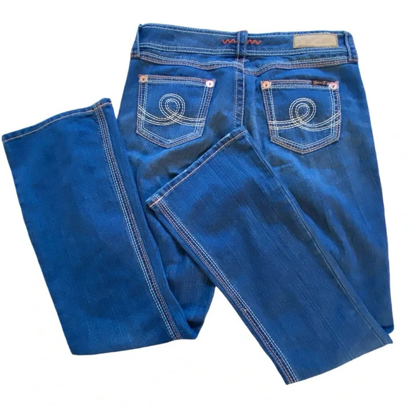 Seven7 Bootcut Women's Jeans‎ 10 Orange Embroidery Detail - Picture 4 of 15
